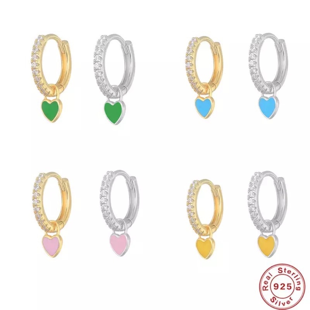Anthro Nano 1Pair Heart Turquoise Gold Micro Hinges Earrings